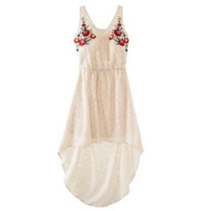 Bohemian Embroidered Hi Lo Lace Dress